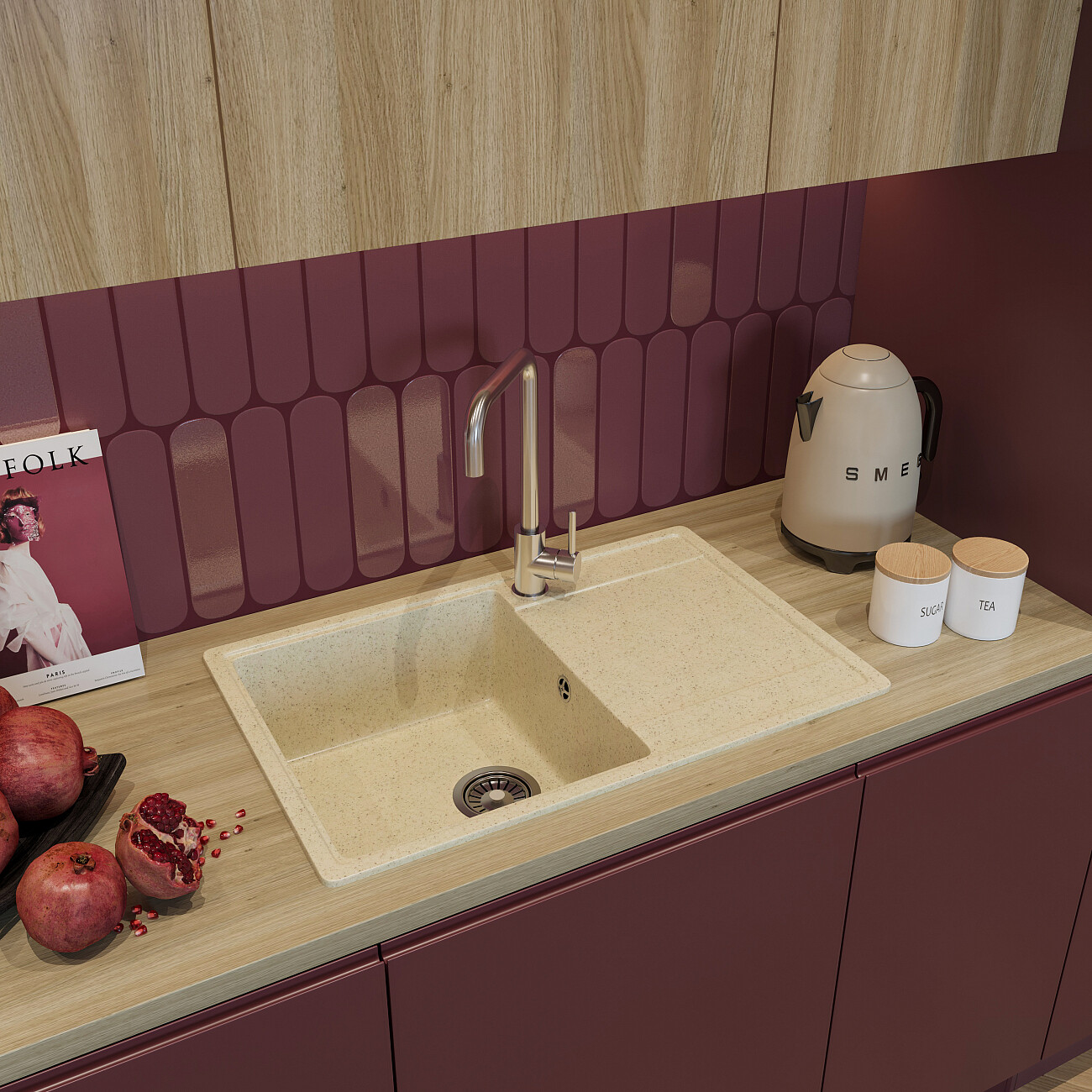 Мойка кухонная бежевая Domaci "Палермо" PR-735-002 - изображение 8