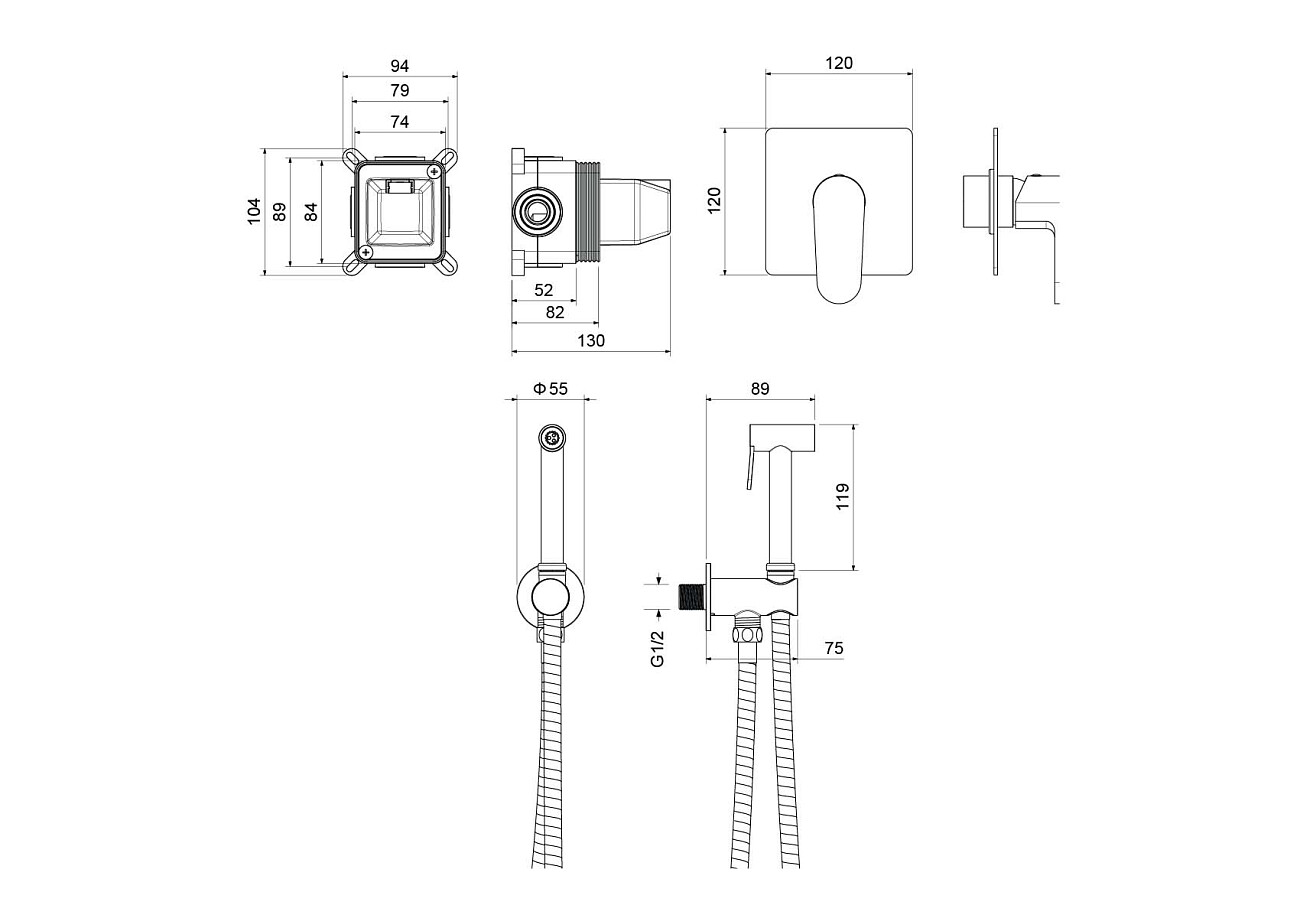 Гигиенический душ со смесителем шлифованное золото Aquatek "Оберон" AQ1219BG - изображение 3