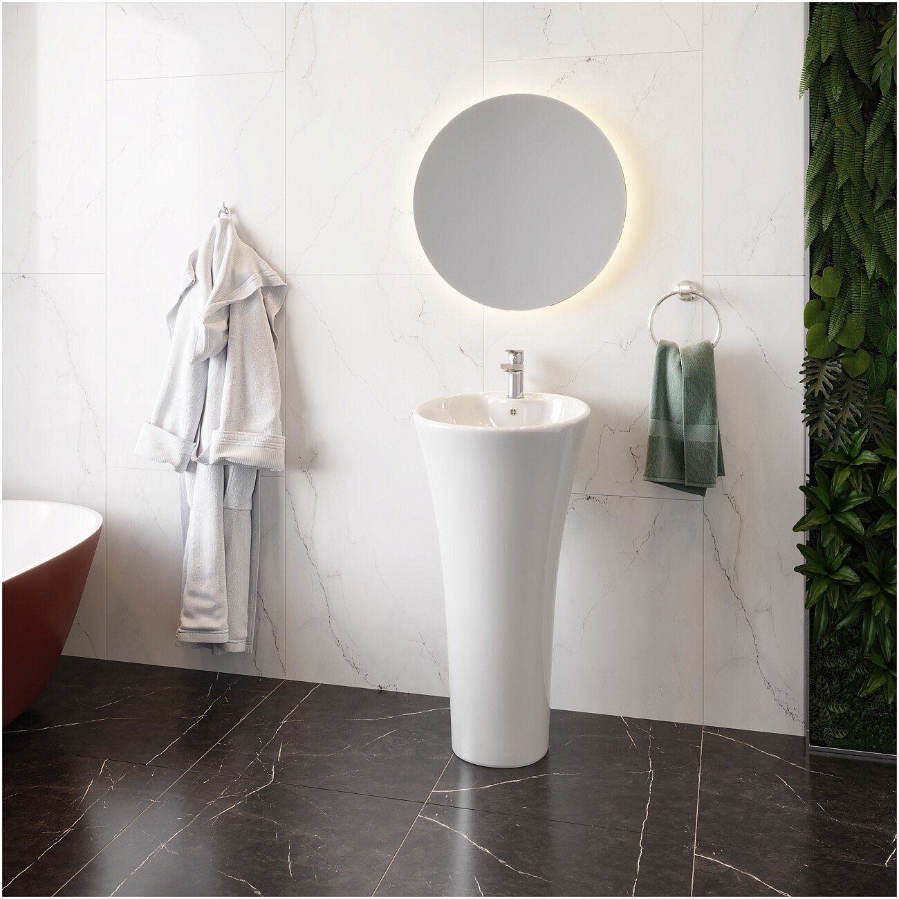 Раковина напольная фарфоровая круглая 87х46 см белая Cerutti SPA Adelina CT7274 - изображение 5