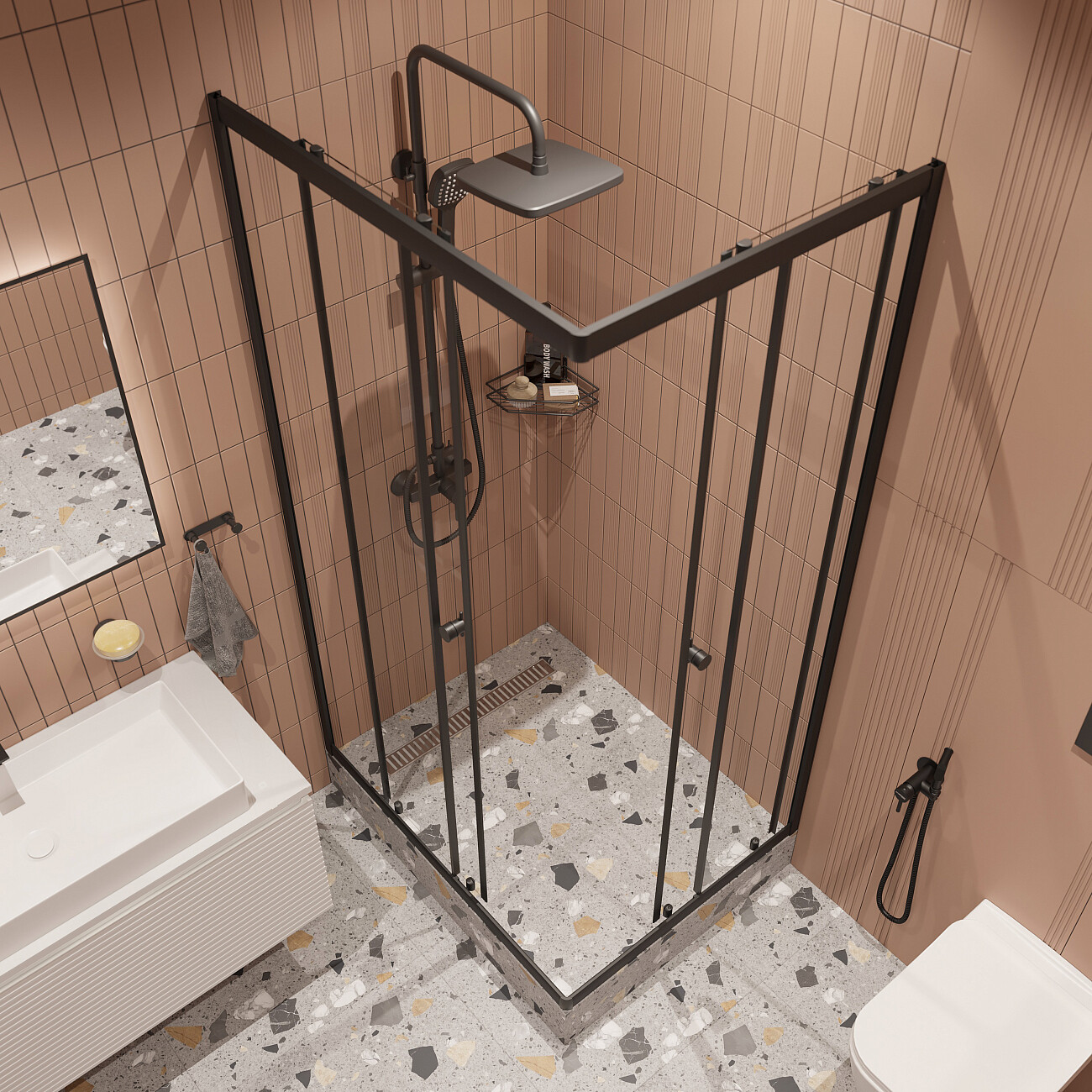 Душевой уголок прямоугольный 100х80 см черный Diwo "Углич" Щ0000058929 - изображение 5