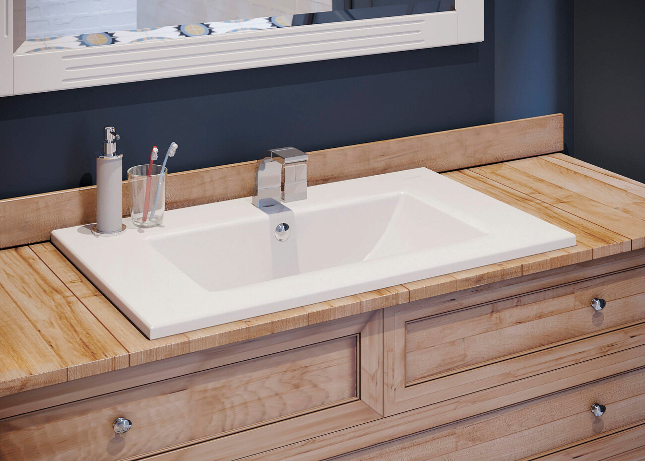 Раковина мебельная фарфоровая 90 см белая Quadro - изображение 9