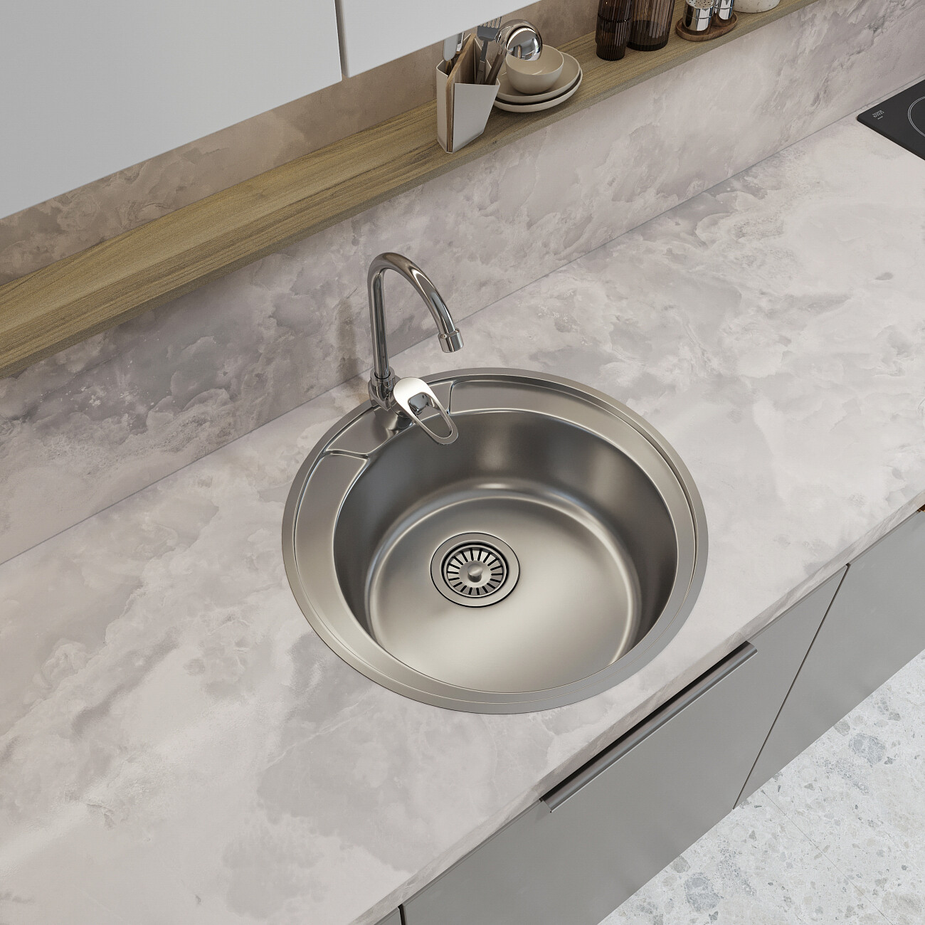 Смеситель для кухни с вращающимся изливом хром Domaci "Равенна" D11-001cr - изображение 5