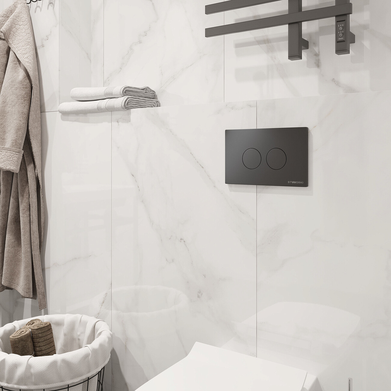 Кнопка смыва черная матовая Stworki "Хельсинки" 500471 - изображение 3