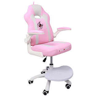 Кресло компьютерное на колесах поворотное с подлокотниками ткань розовое Elen