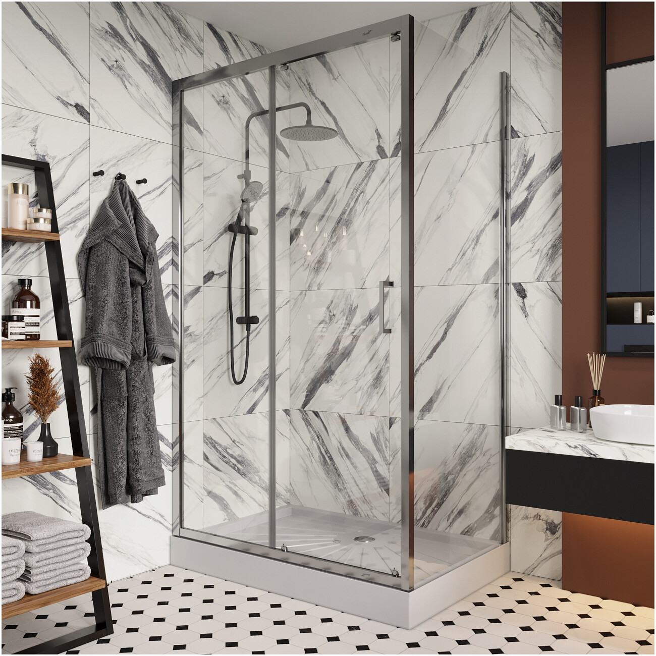 Душевой уголок прямоугольный 120х80 см хром Cerutti SPA Gloria 120 - изображение 6