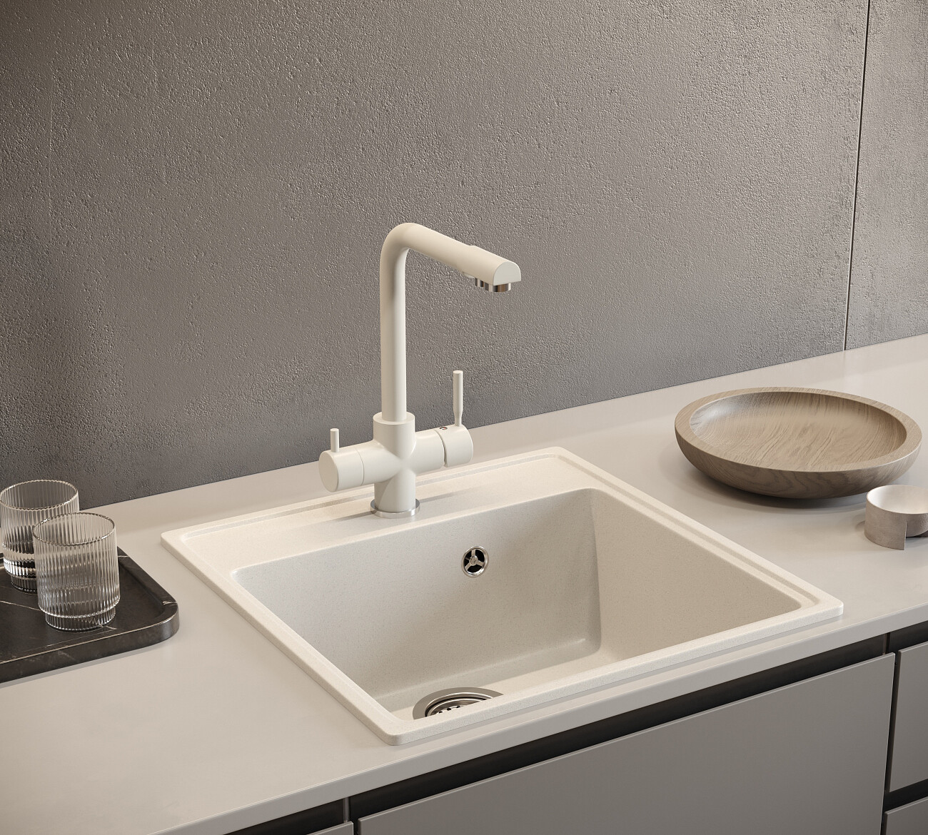 Смеситель для кухни однорычажный с изливом для фильтрованной воды жасмин Domaci "Солерно" UQ-016-01 - изображение 5