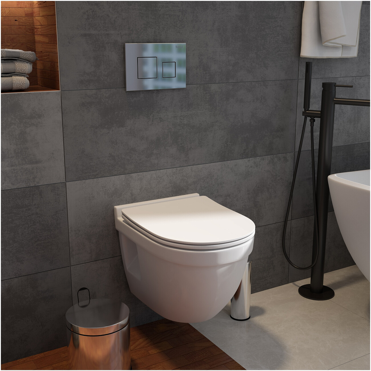 Унитаз подвесной безободковый с микролифтом белый Creto Cer C6 1806-Cer-С6P - изображение 9