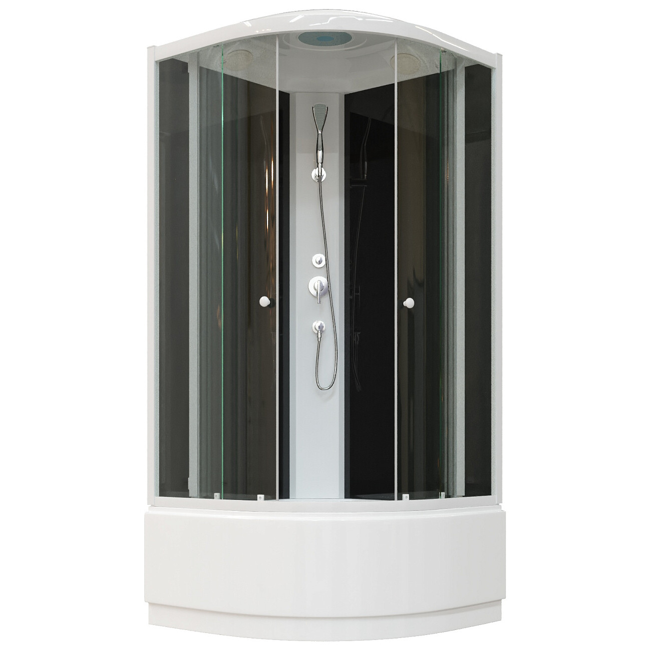 Душевая кабина четверть круга с высоким поддоном 90х90 см белая, черная Parly EC921 - изображение 4