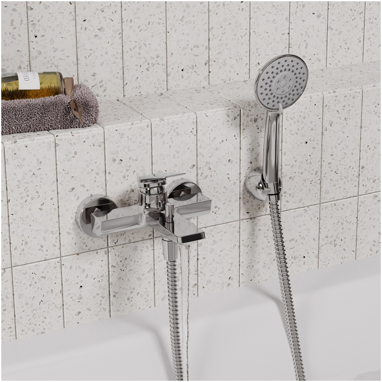 Душевой комплект с лейкой и коротким изливом хром Wasserkraft Lopau 3201 - изображение 2