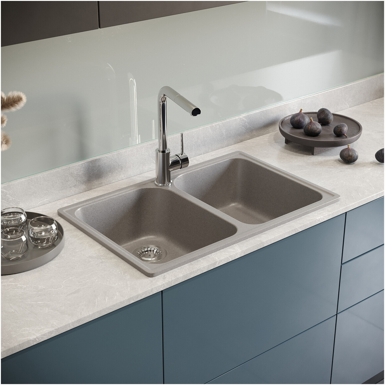 Мойка кухонная светло-серая Domaci "Болонья" М-260-006 - изображение 8