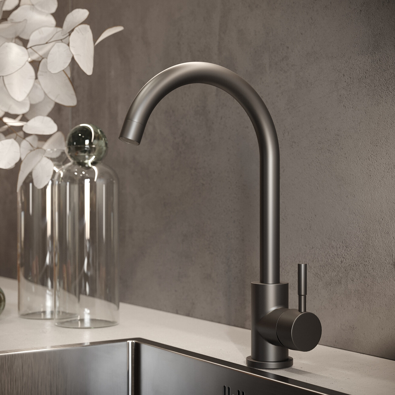 Смеситель для кухни однорычажный черный Domaci "Равенна" D99-009b - изображение 4