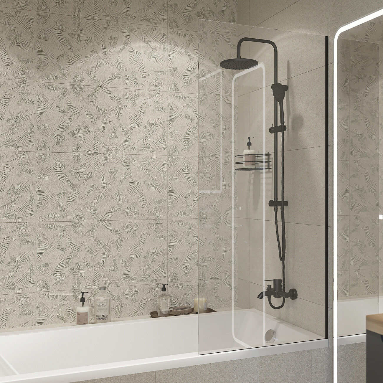 Штора на ванну неподвижная 70х150 см прозрачная, черная Diwo "Ростов" 4GW012 - изображение 2