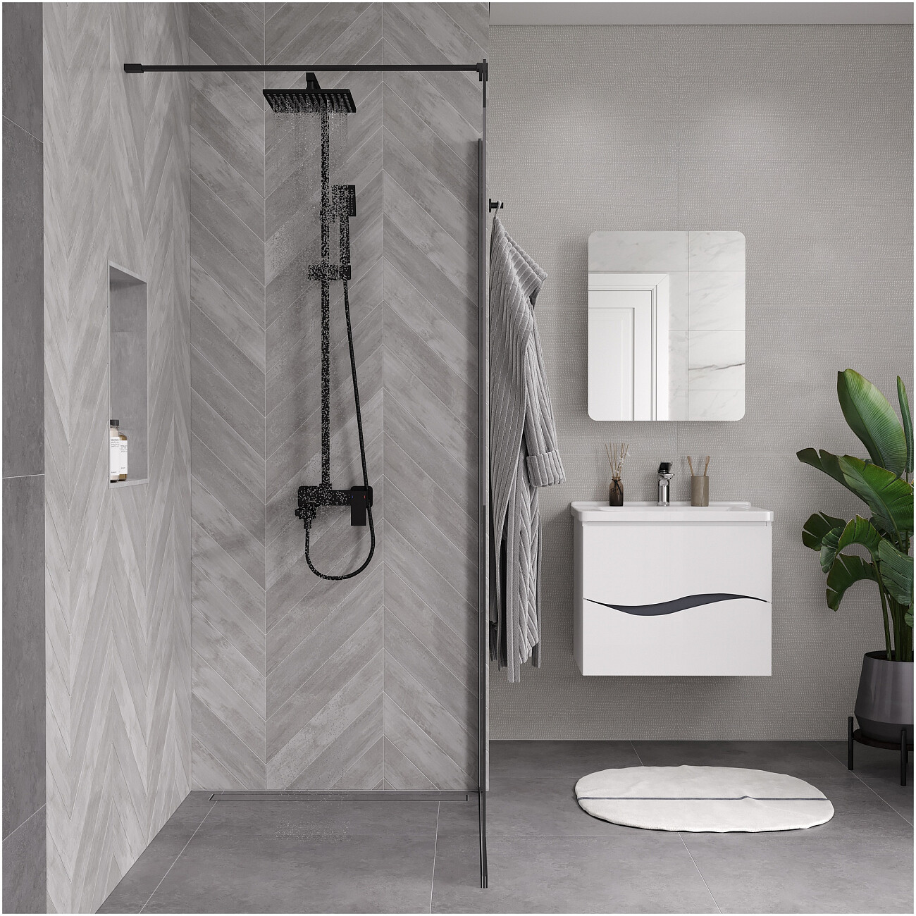 Душевое ограждение стекло тонированное, графит Reflexion RX200100TBL-15 - изображение 3