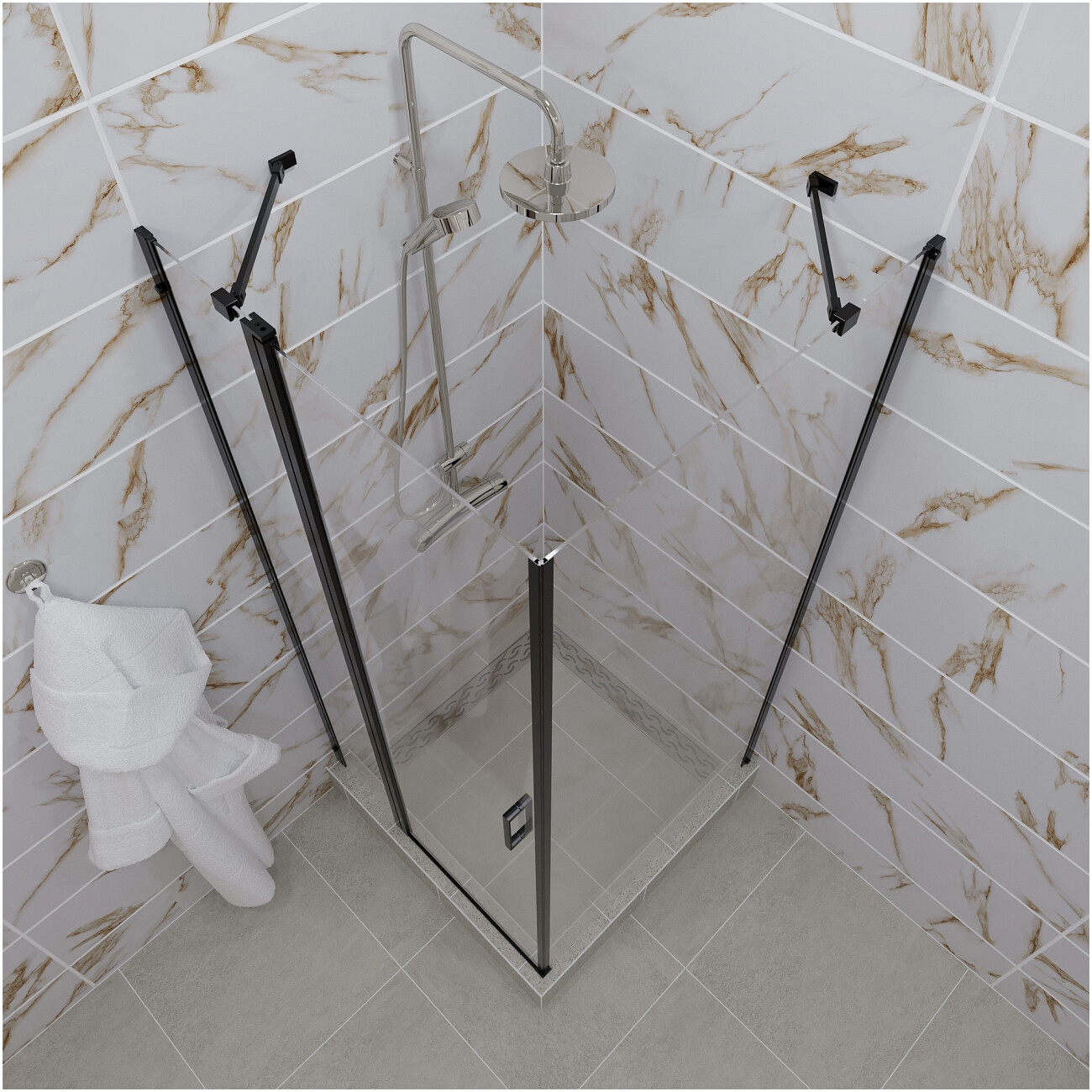 Душевой уголок квадратный 90х90 см черный Diwo "Сочи" Щ0000055594 - изображение 10