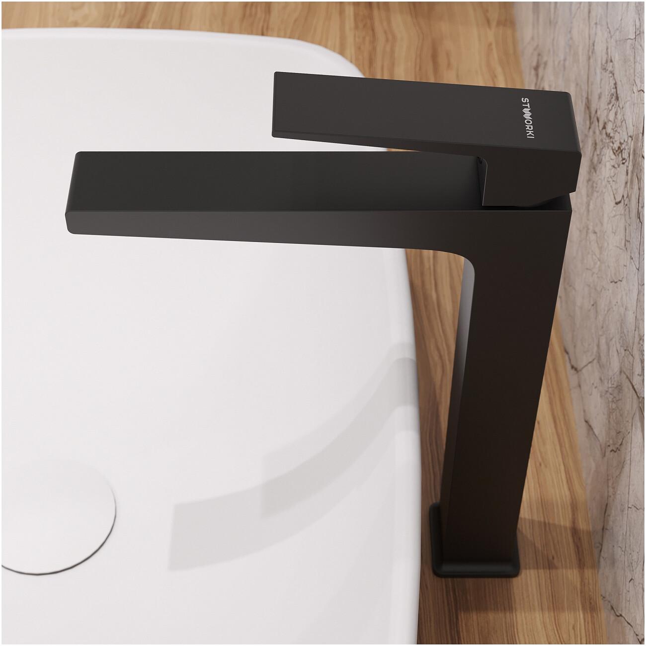 Смеситель для раковины однорычажный черный Stworki "Нюборг" S37020BK - изображение 6