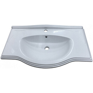 Раковина накладная из литьевого мрамора полукруглая 48х85 см белая Misty Р-Мис14085-Дн