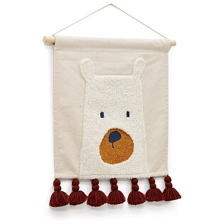 Гобелен хлопковый с вышивкой и кисточками 40х40 см белый, терракотовый Zelda от La Forma