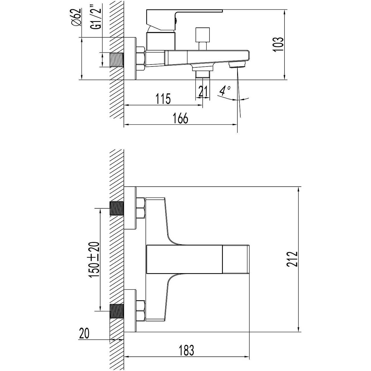 Смеситель для ванны с душем настенный хром Stworki "Нюборг" S37100CR - изображение 10
