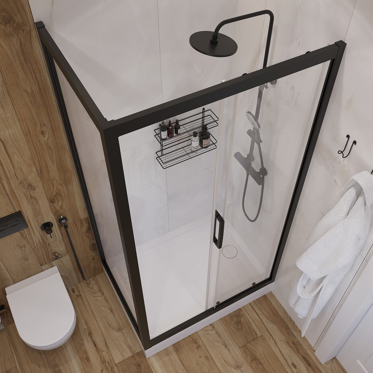 Душевая стойка с верхним душем и термостатом черная Stworki "Рандерс" RD-04b - изображение 8