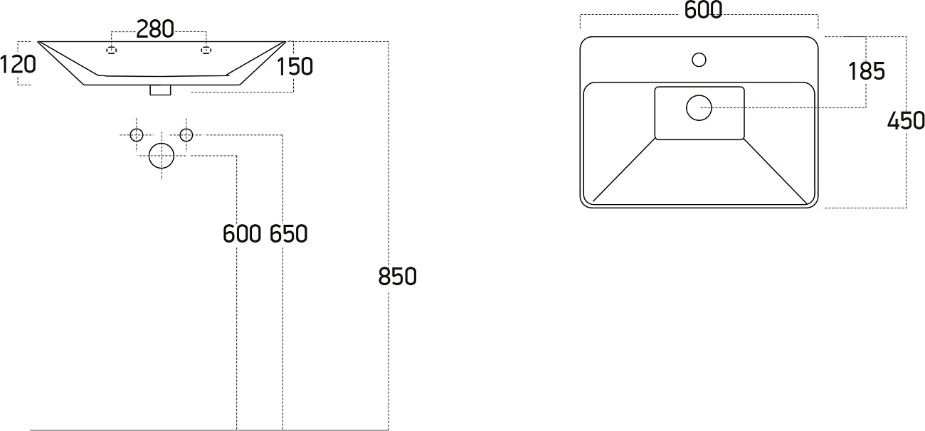 Раковина накладная керамическая прямоугольная 45х60 см белая Stworki 3061-KL - изображение 2