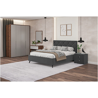Кровать с подъемным механизмом двуспальная 180х200 см темно-серая &quot;Марсель&quot;