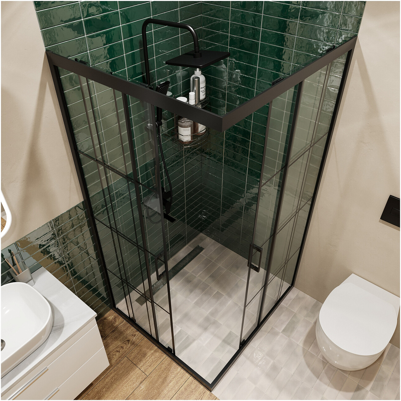 Душевой уголок прямоугольный 90х100 см черный Diwo "Киров" DS-KI-90х100-BL - изображение 4