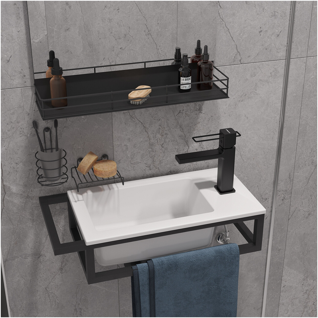 Смеситель для раковины однорычажный черный Stworki "Брамминг" S40010BK - изображение 6