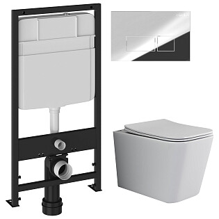 Унитаз Ceramicanova Cubic CN1806 с инсталляцией Ewrika ProLT 0026-2020, с кнопкой хром 0041