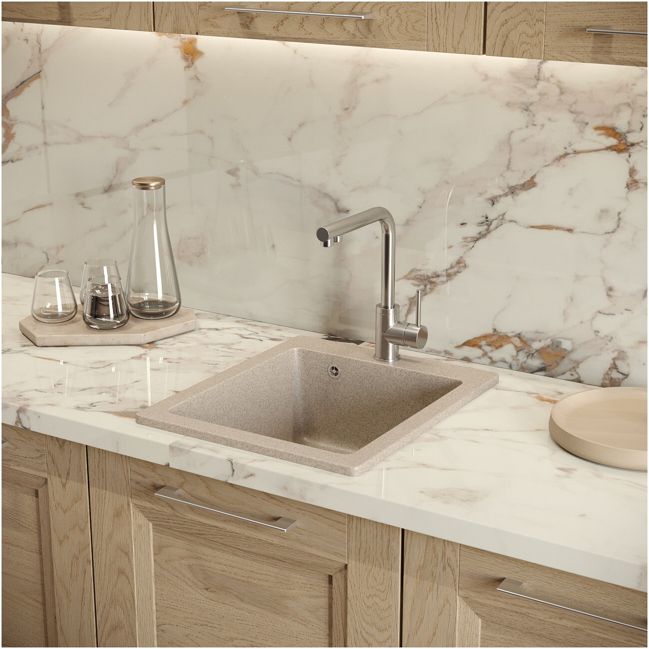 Мойка кухонная песочная Domaci "Болонья" М-08-004 - изображение 8