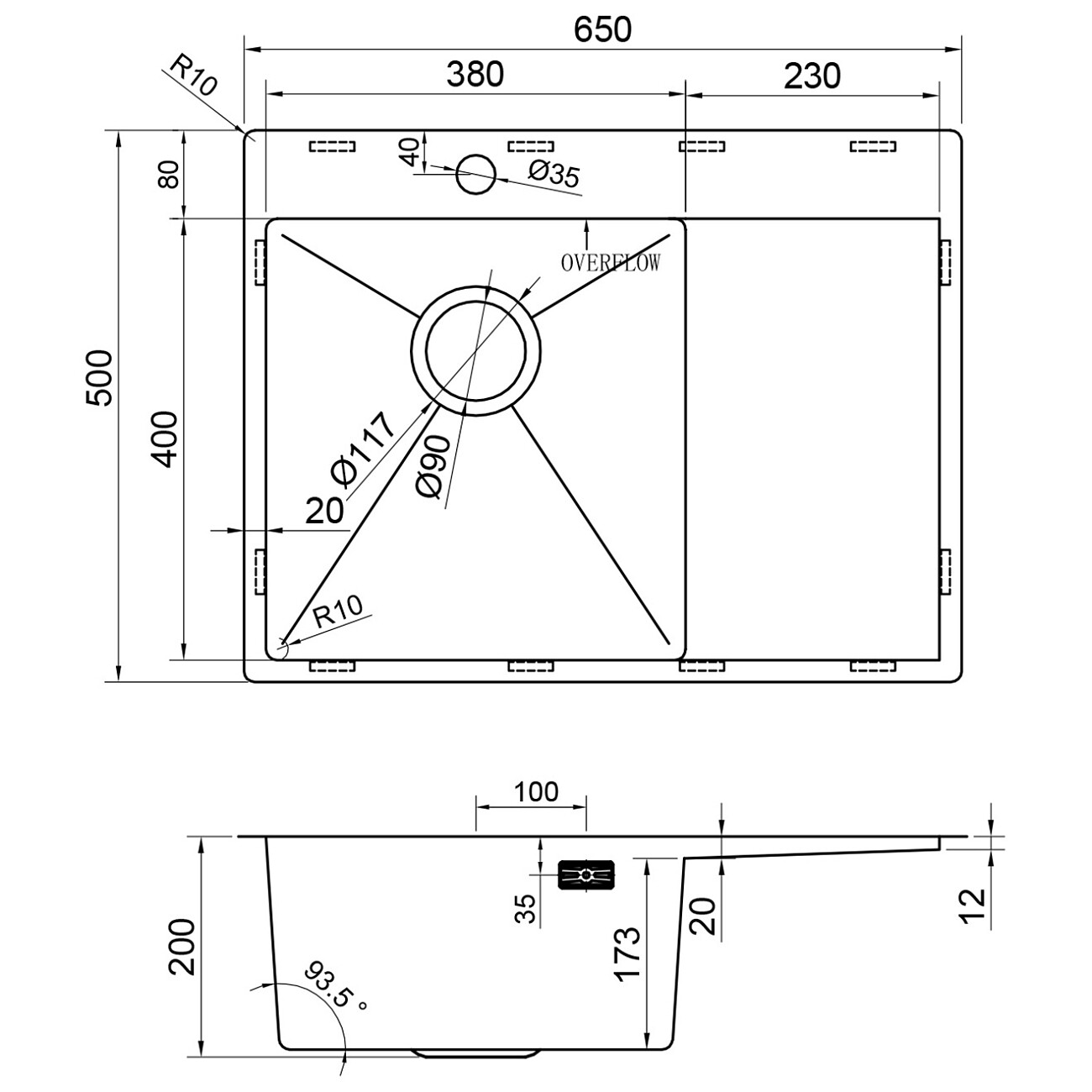 Кухонная мойка из нержавеющей стали 50х65 см брашированное золото Reflexion Maggiore RX2365GD - изображение 15