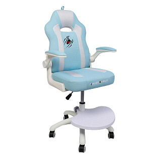 Кресло компьютерное на колесах поворотное с подлокотниками ткань синий, белый Elen