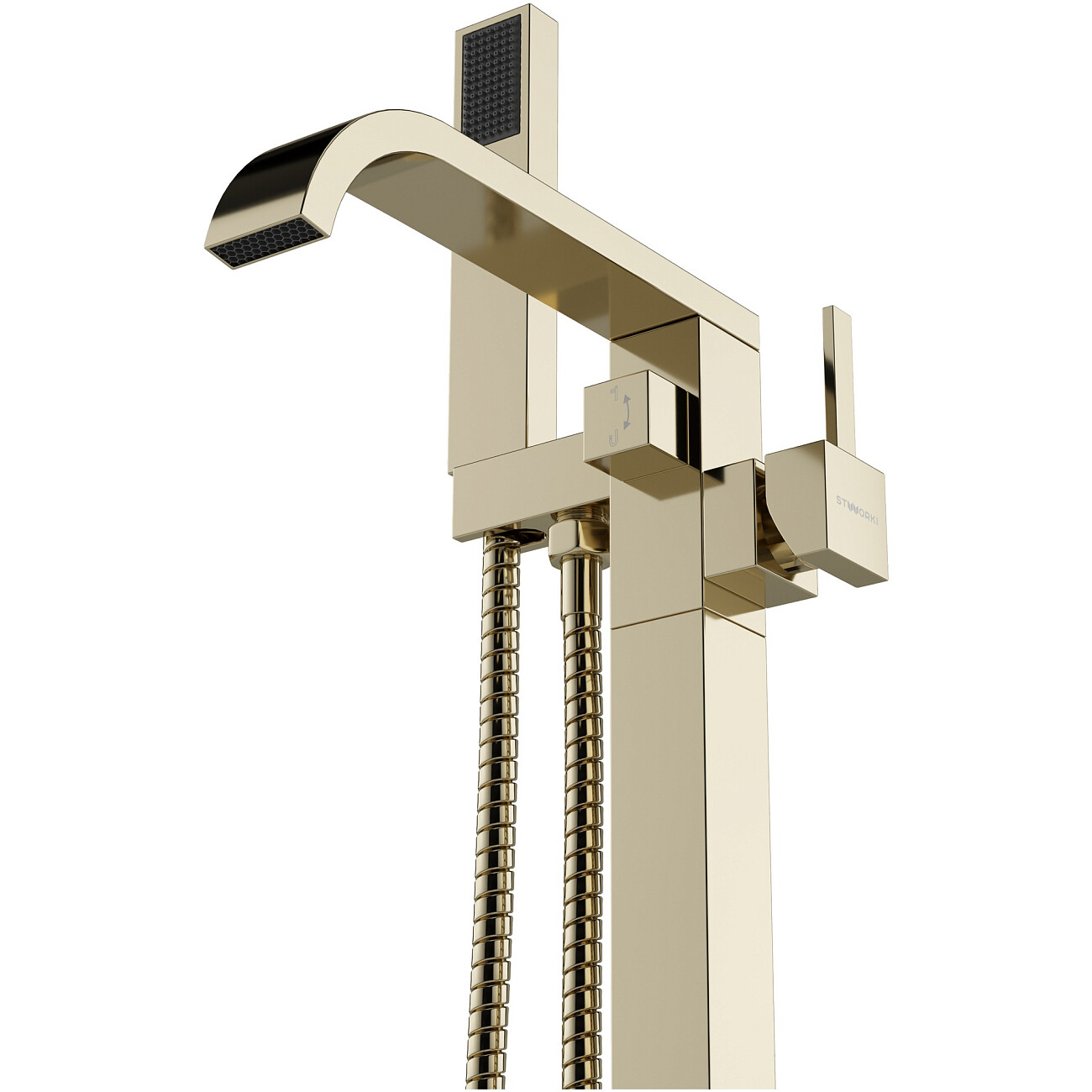 Смеситель напольный для ванны с душем золотой Stworki "Эстерсунд" S31080GG - изображение 6
