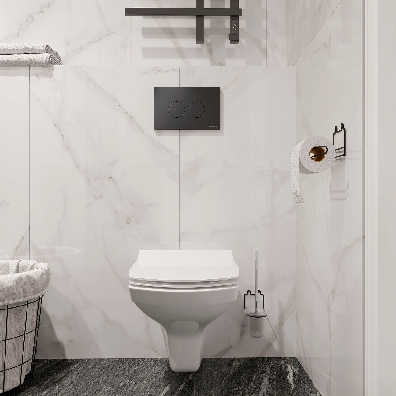 Кнопка смыва черная матовая Stworki "Хельсинки" 500471 - изображение 2