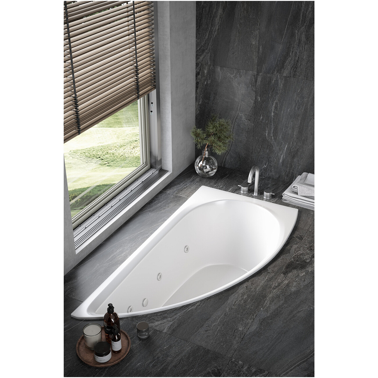 Ванна акриловая угловая правая 75х150 см белая Creto Palermo 13-15075R - изображение 2