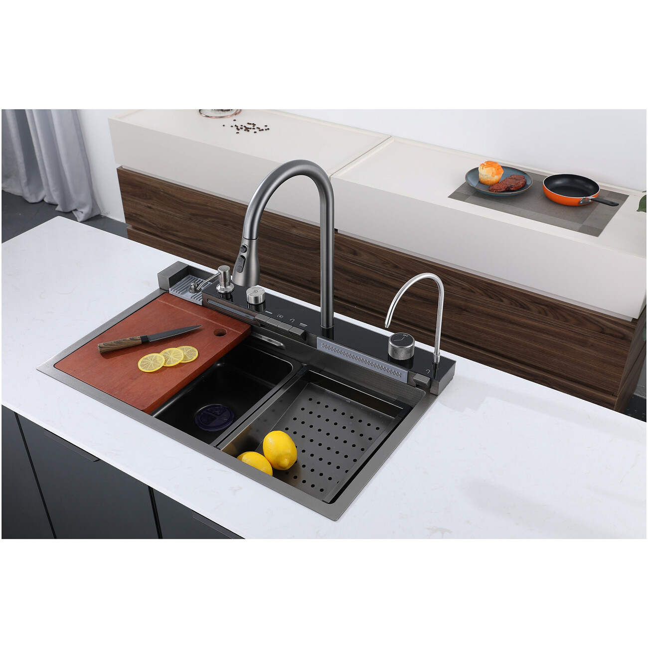 Мойка кухонная многофункциональная серая Gloria II Nano Black Ceruttispa CT10356 - изображение 21