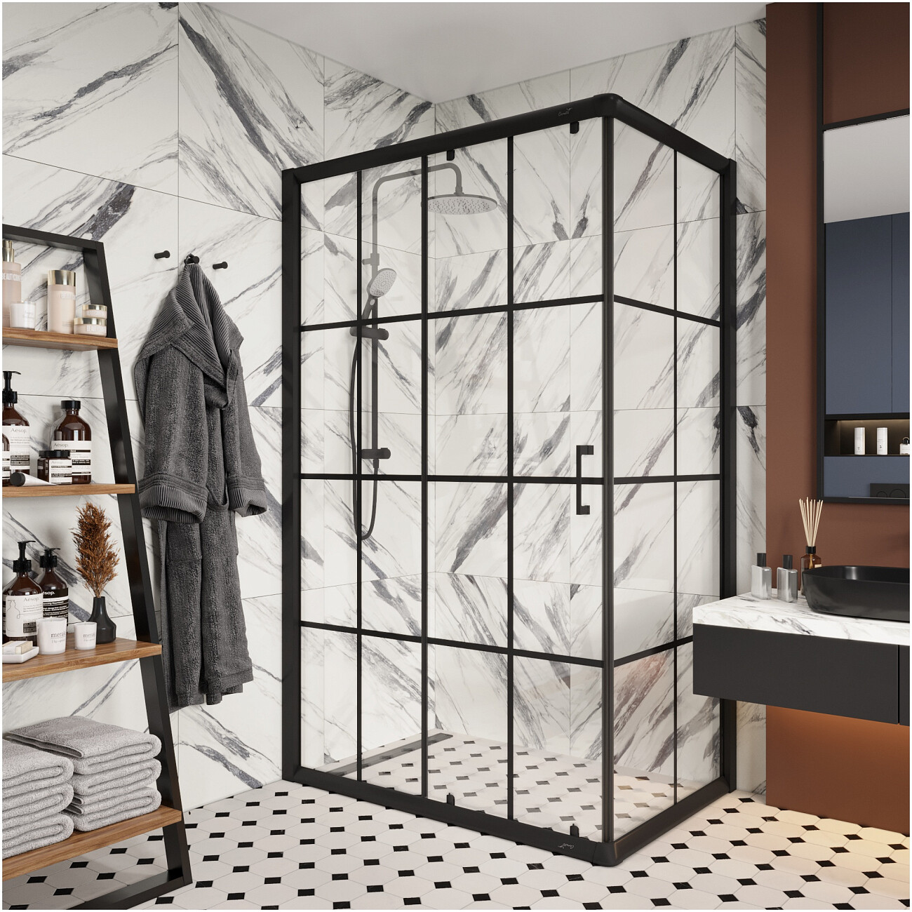 Душевой уголок прямоугольный 80x120 см черный Cerutti SPA Muza 120 - изображение 5