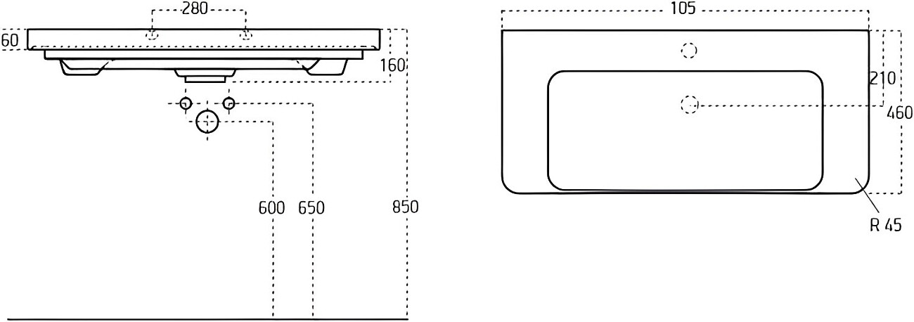 Раковина накладная керамическая прямоугольная 46х105 см белая Stworki "Ларвик" 11105-KL - изображение 2