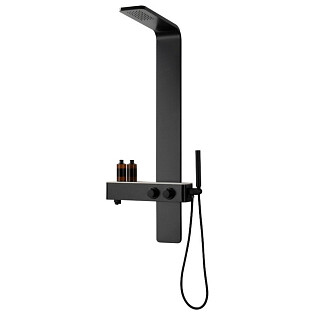 Душевая панель с тропическим душем 131х53 см черная Cerutti SPA Barbaria B CT9657