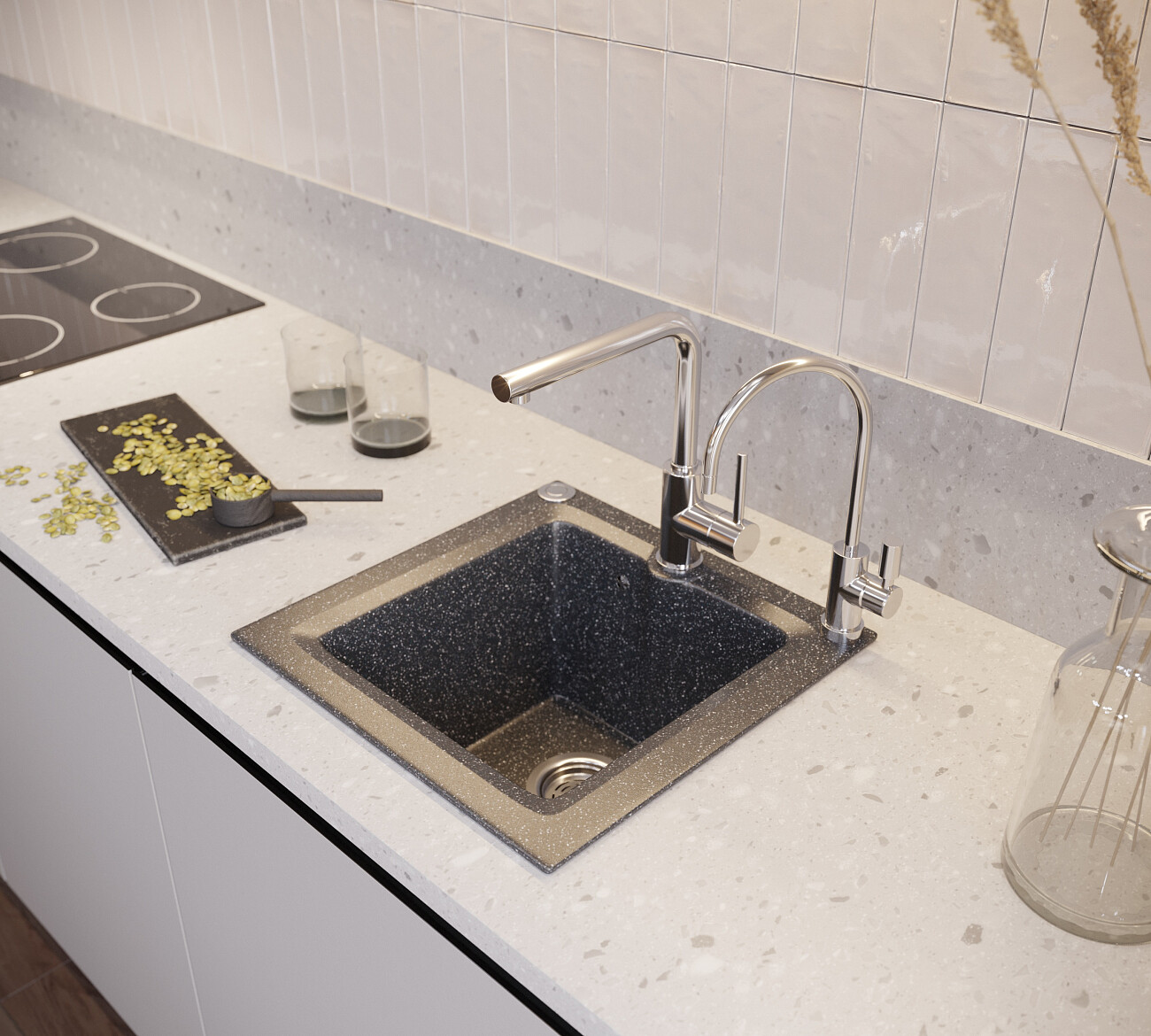 Мойка кухонная черная Domaci "Бьелла" DMC-42-308 - изображение 3