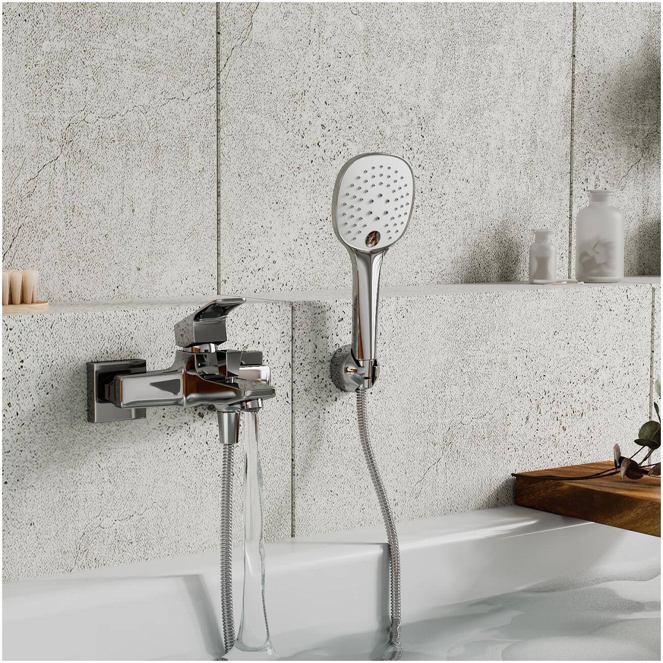 Душевой комплект с лейкой и коротким изливом хром Wasserkraft Salm 2701 - изображение 2