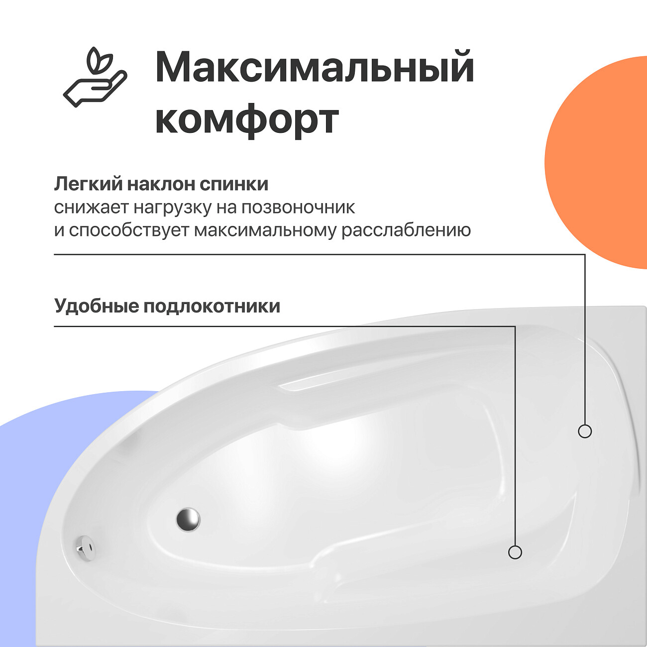 Акриловая ванна с каркасом 150x95 см белая Diwo "Валдай" R Щ0000055179, Щ0000055243 - изображение 3