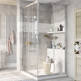 Душевой уголок 95х95 см хром глянец, прозрачное стекло Stworki &quot;Дублин&quot;