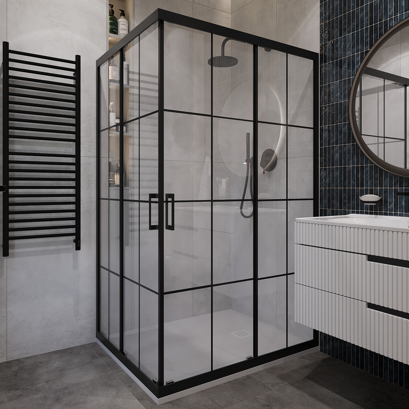 Душевой уголок прямоугольный 90х110 см черный Diwo "Киров" - изображение 2