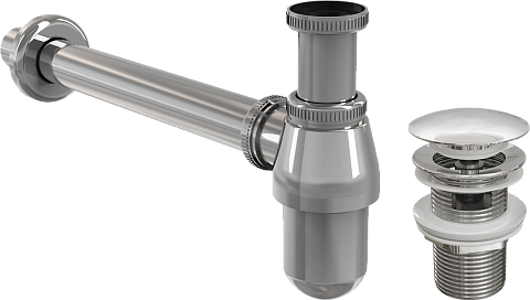 Сифон для раковины хром AlcaPlast A431 с донным клапаном Stworki &quot;Монтре&quot; MO-08cr
