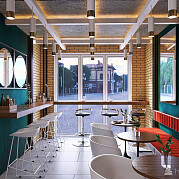 Интерьер кафе и ресторана в стиле лофт, проект «Атамари» Интерьер кафе и ресторана в стиле лофт, проект «Атамари»