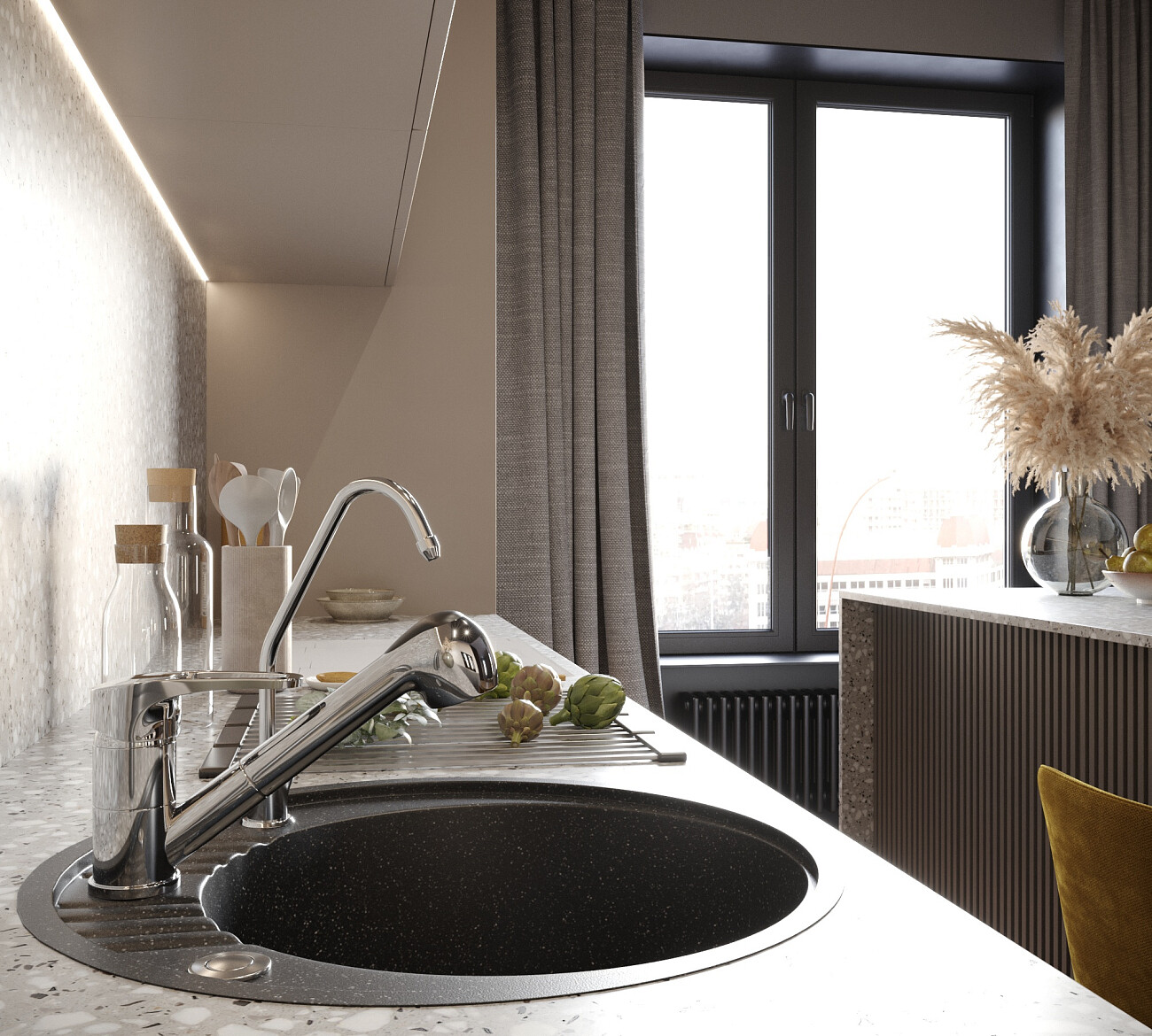 Мойка кухонная круглая мраморная черная Domaci "Бьелла" DMC-05S-308 - изображение 6