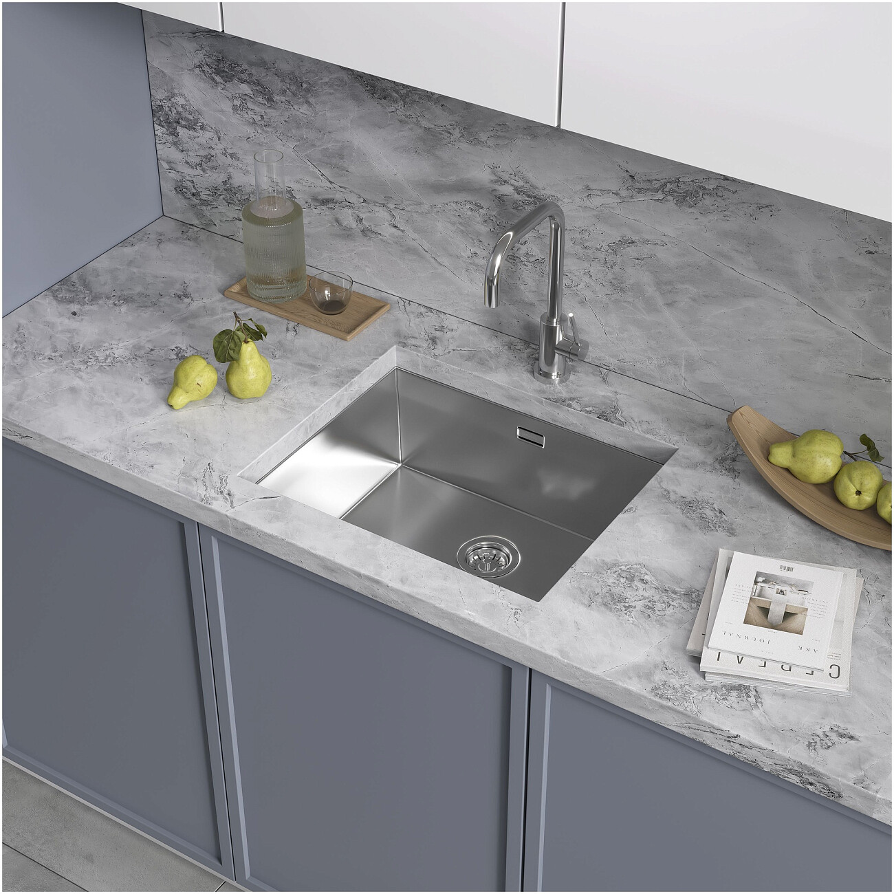 Кухонная мойка из нержавеющей стали 44х54 см полированная сталь Reflexion Como RX2054SS - изображение 8