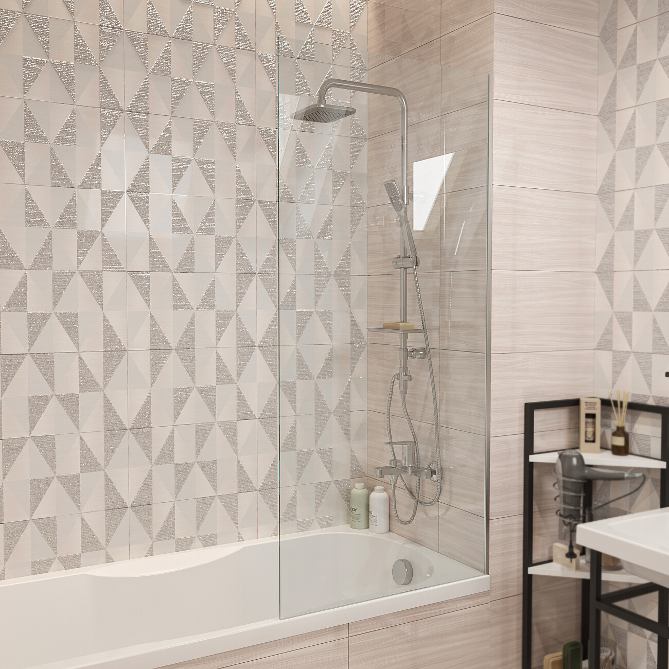 Штора на ванну неподвижная 70x150 см прозрачная, хром Diwo "Ростов" 4GW009 - изображение 4