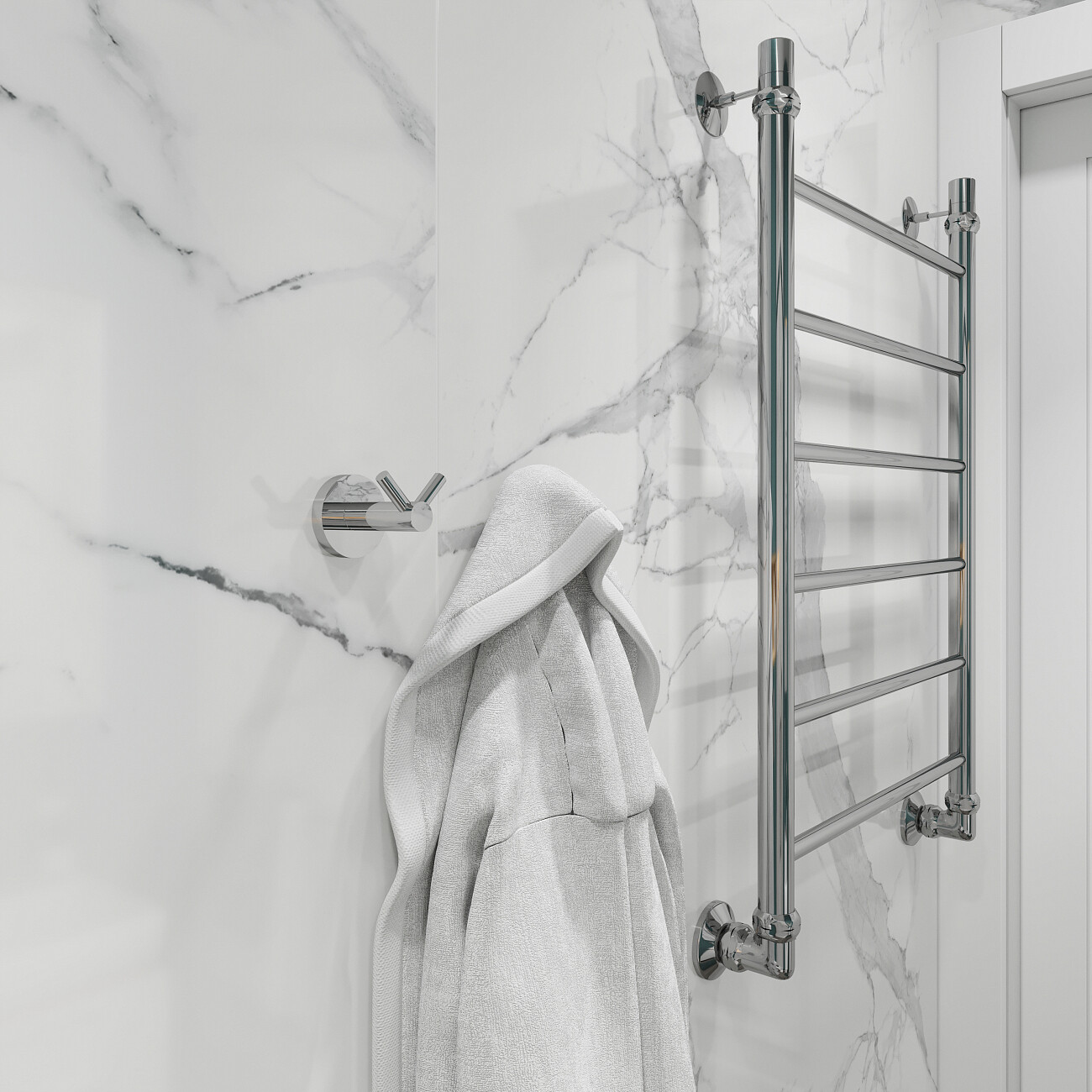 Полотенцесушитель водяной 80х50 см хром Ewrika "Сафо" P 4627201607928 - изображение 3