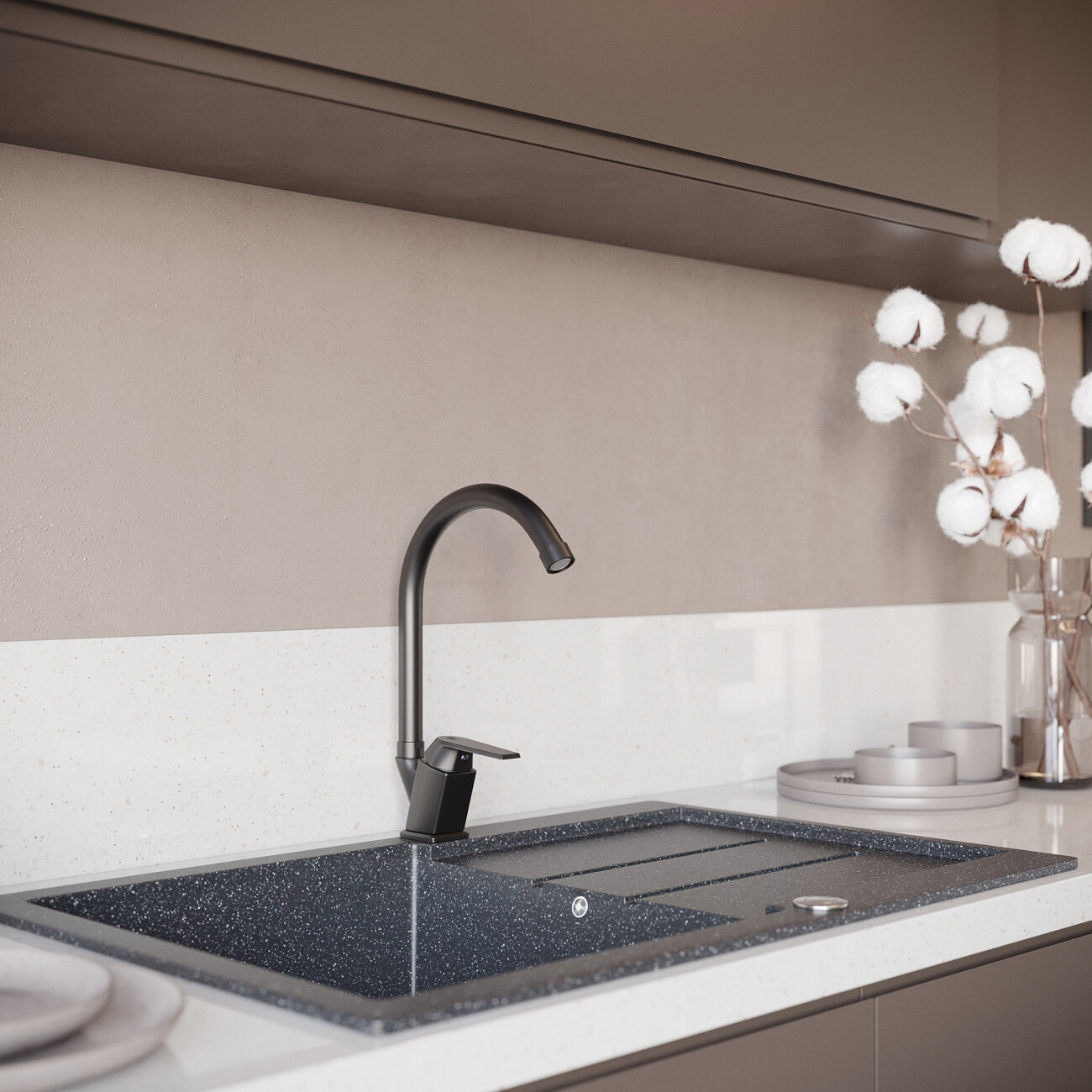 Смеситель для кухни однорычажный черный Domaci "Равенна" SM-01b - изображение 2